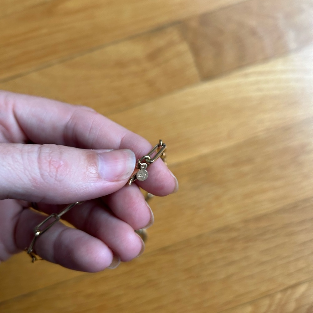 Zoe Lev 14k Gold Large Paper Clip Chain with Diamond Enhancer Necklace - Picture 5 of 7